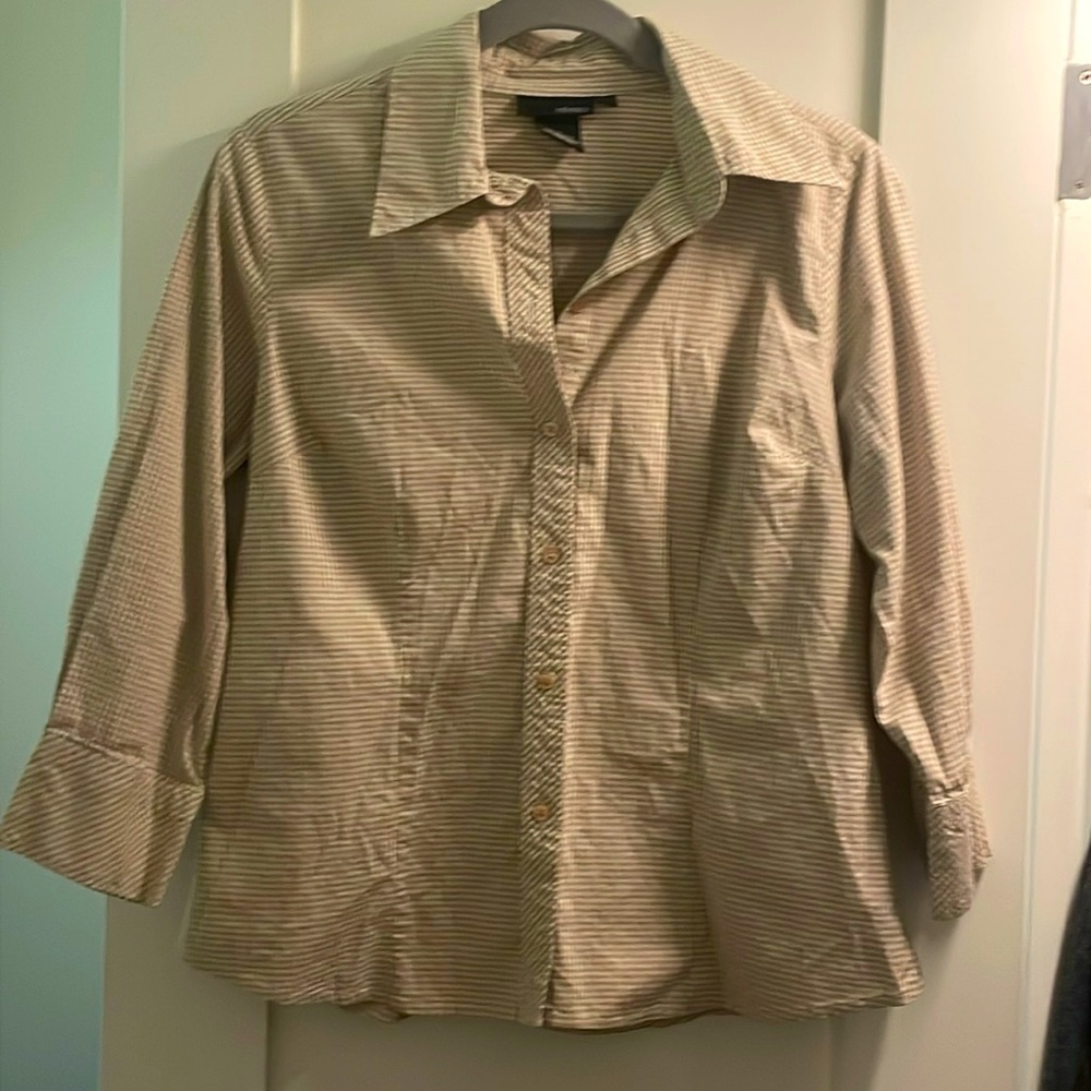 Hennes Beige Gingham Fitted Button-Down